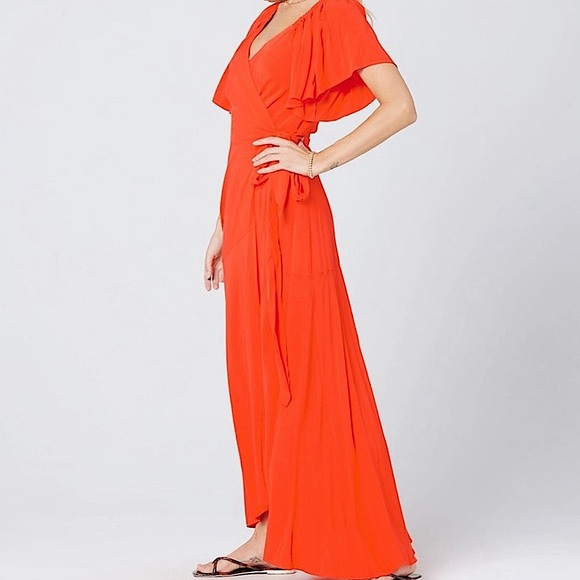 LSPACE PANAMA MAXI  DRESS FLOWY OFF SHOULDER OR ON IN POPPY SIZE LARGE NWT - Picture 8 of 10